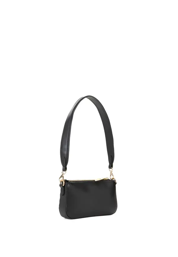 Woven Leather Small Shoulder Bag with Gold Hardware 2 Image