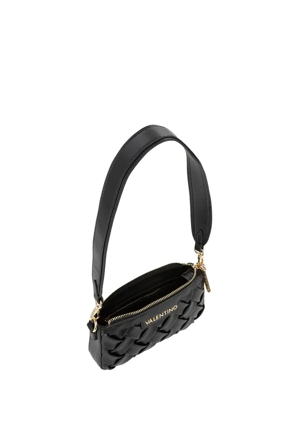 Woven Leather Small Shoulder Bag with Gold Hardware 3 Image