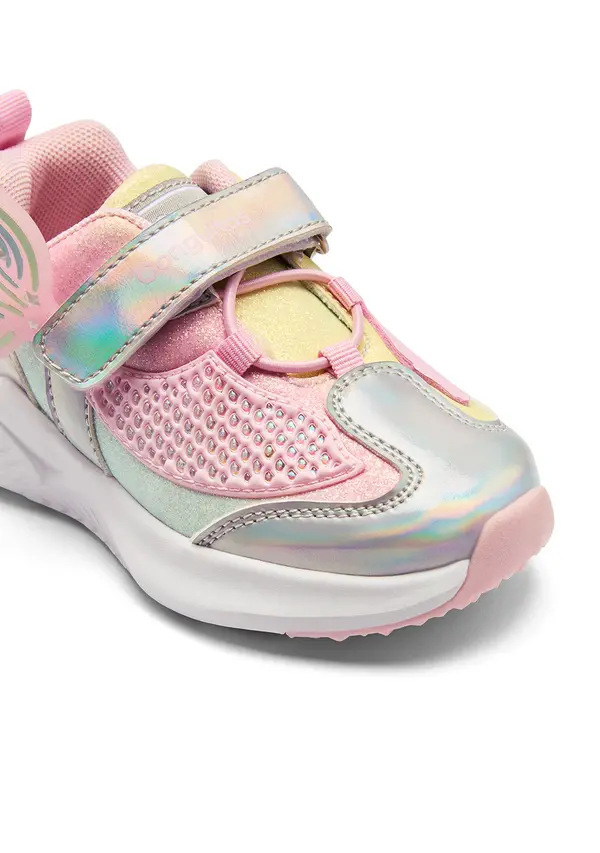 Kids Girls Mesh Iridescent Pink Mermaid Light Sneakers  2 Image