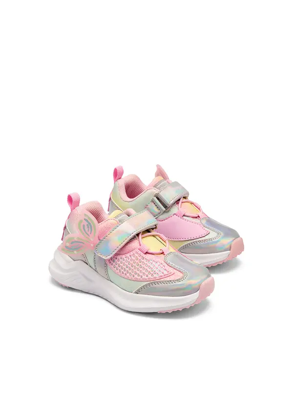 Kids Girls Mesh Iridescent Pink Mermaid Light Sneakers  3 Image