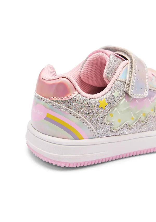 Kids Girls Glitter Rainbow Light Sneakers  3 Image