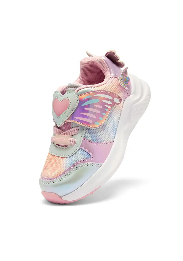 Kids Girls Mesh Iridescent Pink Butterfly Light Sneakers  3 Image