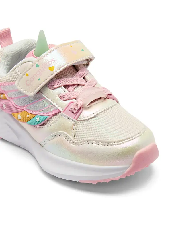 Kids Girls Mesh Iridescent Fantasy Unicorn Light Sneakers  1 Image