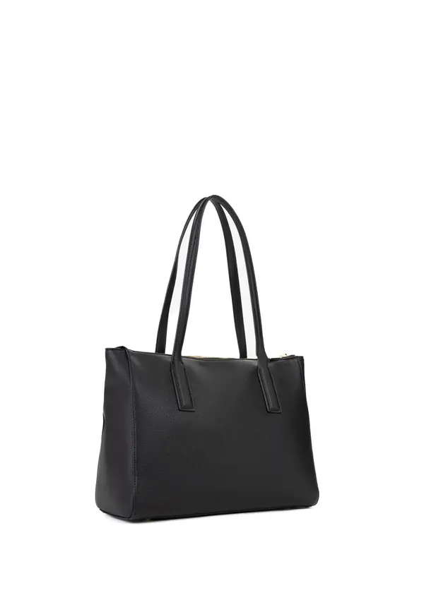 Leather Tote Bag with Charm Details and Gold Hardware 2 Image