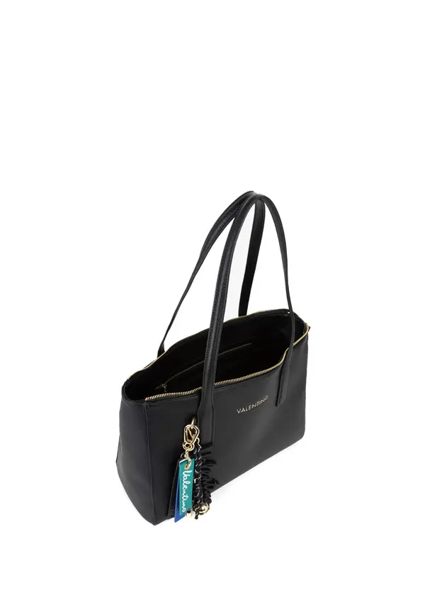 Leather Tote Bag with Charm Details and Gold Hardware 3 Image