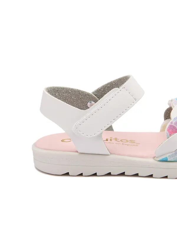 Kids Girls White Leather Mermaid Braid Sandals  2 Image