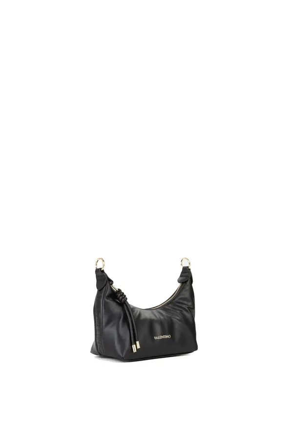 Soft Leather Crescent Shoulder Bag with Knot Detail and Gold Hardware 1 Image