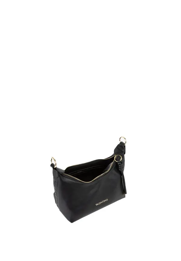 Soft Leather Crescent Shoulder Bag with Knot Detail and Gold Hardware 3 Image