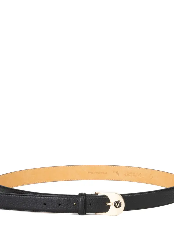 Textured Leather Belt with Enamel V-Logo 1 Image