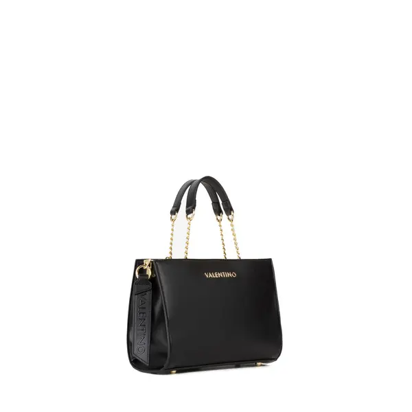 Smooth Top Handle Tote Bag with Gold Chain Details 1 Image