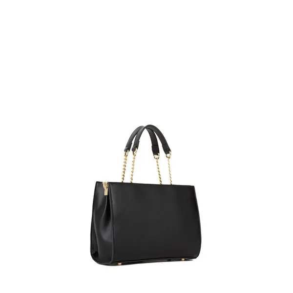 Smooth Top Handle Tote Bag with Gold Chain Details 2 Image