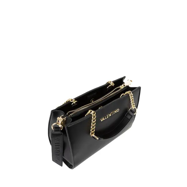 Smooth Top Handle Tote Bag with Gold Chain Details 3 Image