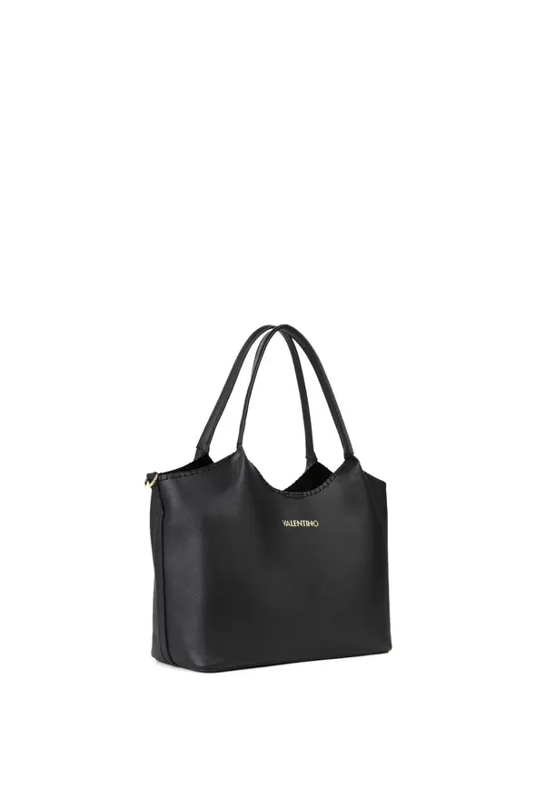 Leather Tote Bag with Whipstitch Trim and Gold Hardware 2 Image