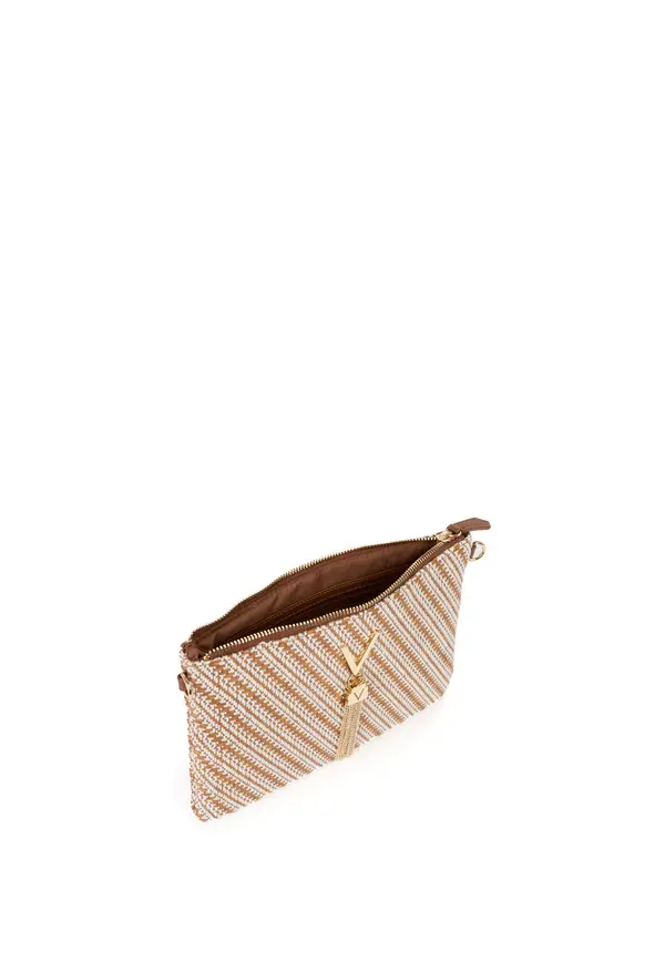 Woven Pattern Wristlet Clutch Bag with Gold Tassel 1 Image