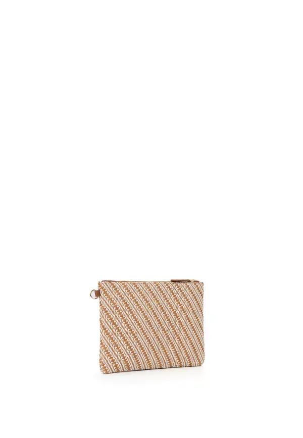 Woven Pattern Wristlet Clutch Bag with Gold Tassel 2 Image