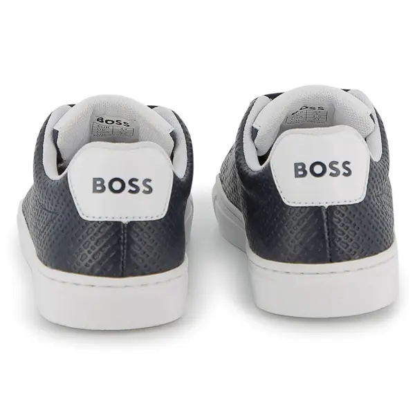 Kids Boys Textured Leather "Tennis" Cupsole Sneakers 1 Image