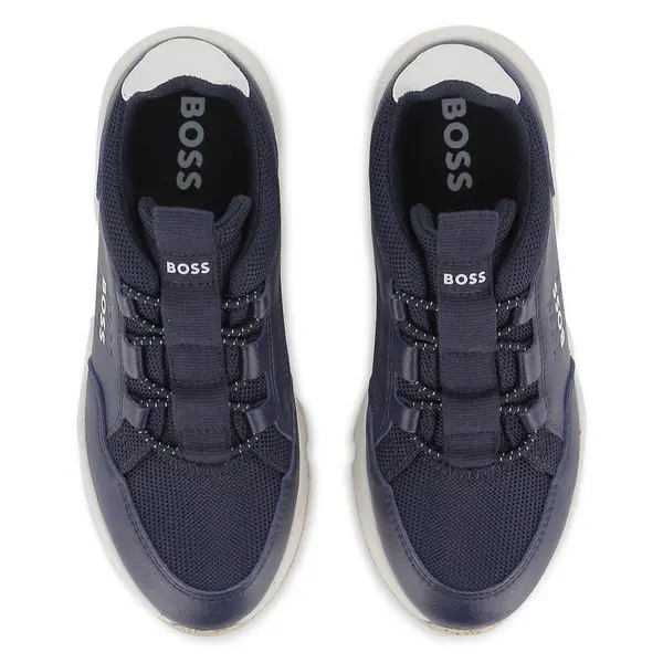 Kids Boys Mesh & Leather Technical Running Sneakers 1 Image