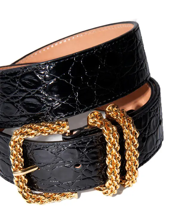 Circular Croco Embossed Leather Belt 2 Image