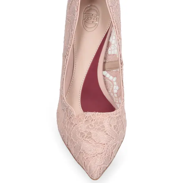 Intricate Floral Lace Pumps with Silver-Tipped Heels 1 Image