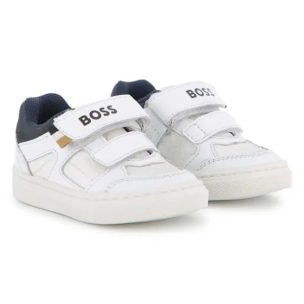 Kids Boys Low Top Leather Velcro Sneakers 1 Image