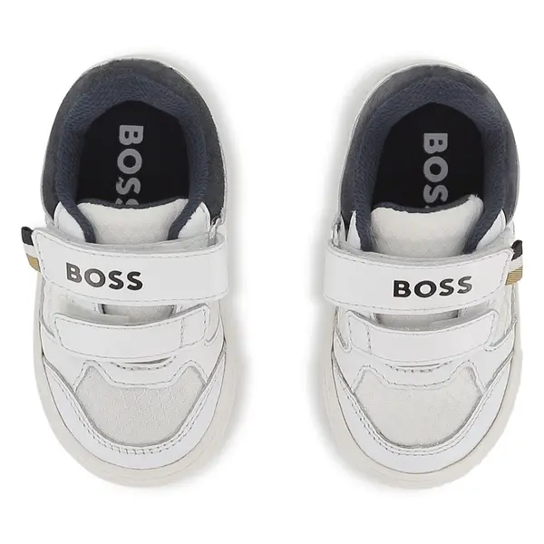 Kids Boys Low Top Leather Velcro Sneakers 4 Image