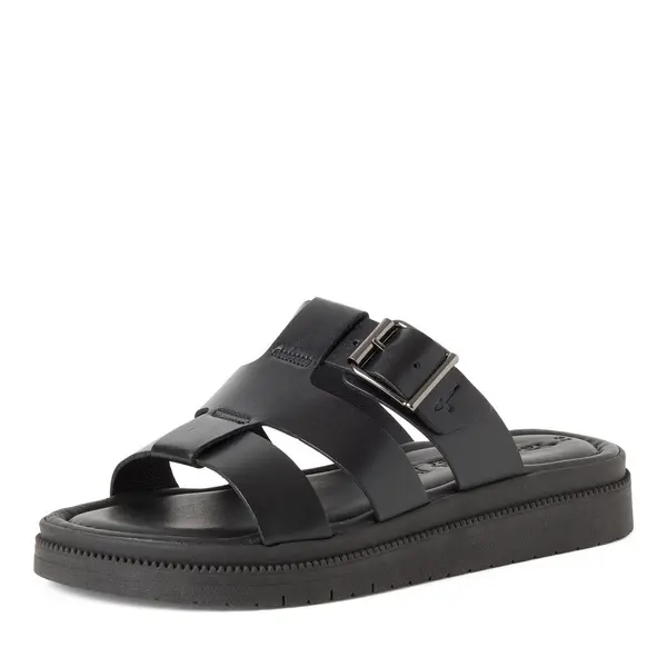 Leather Buckled Platform Slide 1 Image
