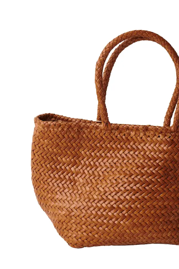 Woven Leather Basket Tote Bag 2 Image