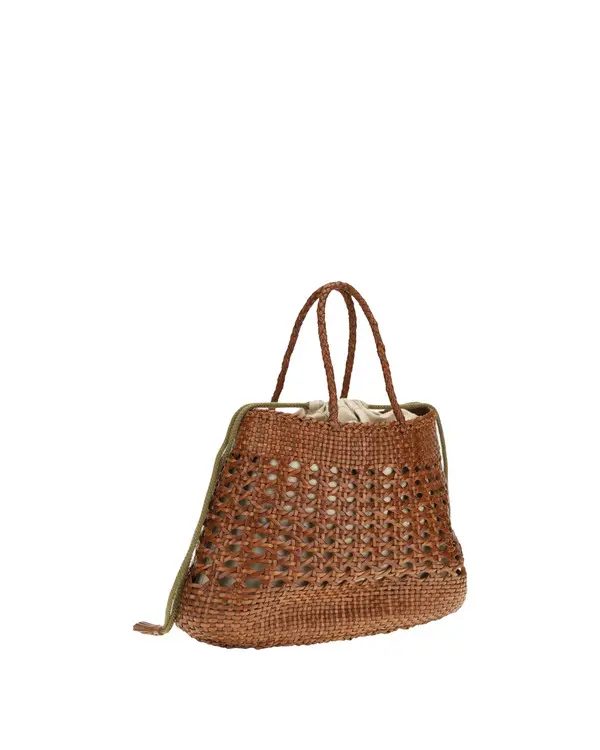Woven Rattan Leather Tote Bag 1 Image