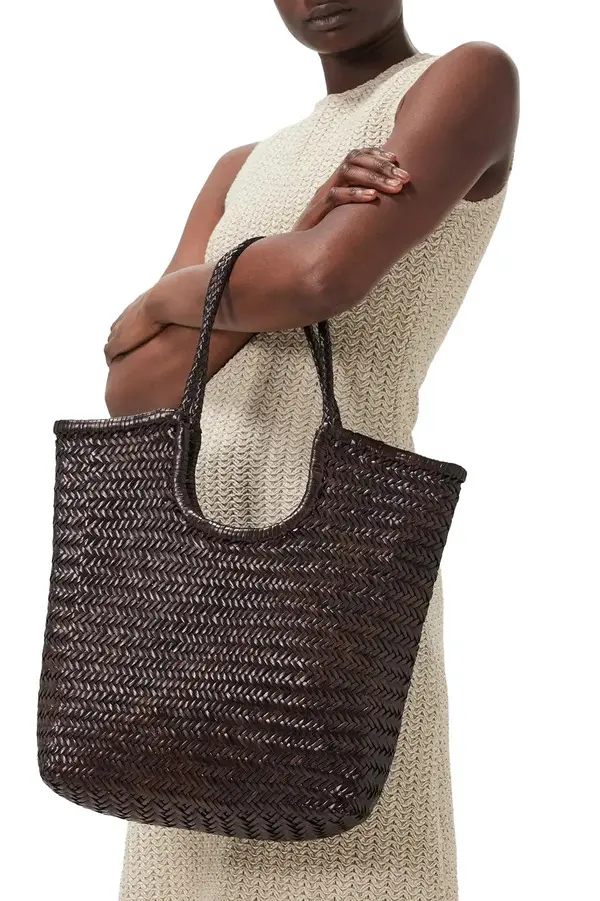 Diagonal Weave Leather Tote Bag 2 Image