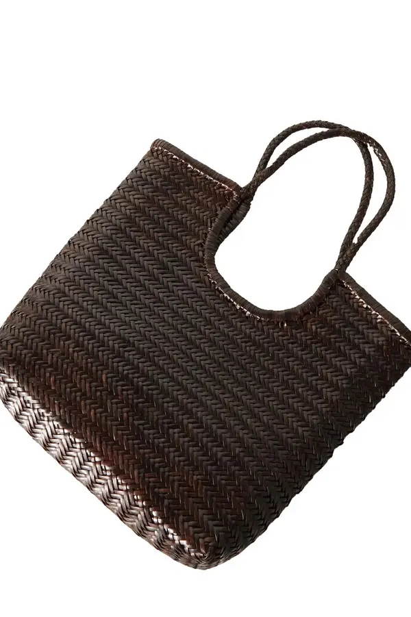 Diagonal Weave Leather Tote Bag 3 Image