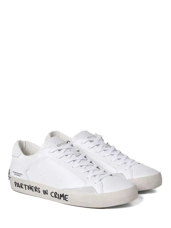 Distressed Graffiti Leather Sneakers 1 Image