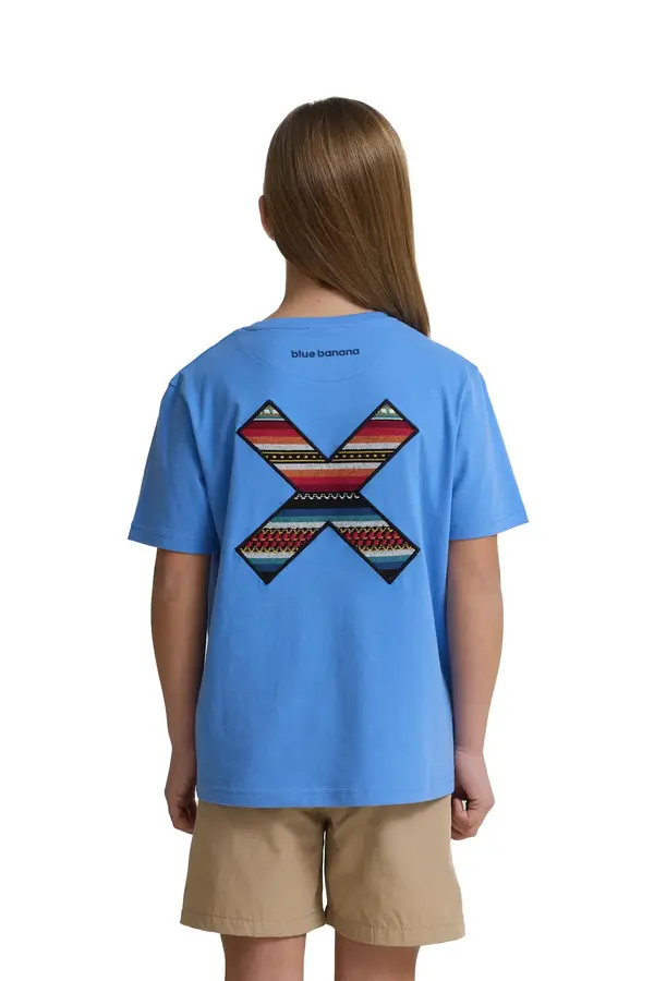 Kids Neutral Blue Classic Embroidered X Short Sleeve T-Shirt 1 Image