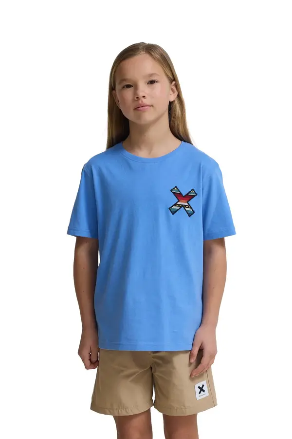 Kids Neutral Blue Classic Embroidered X Short Sleeve T-Shirt 2 Image
