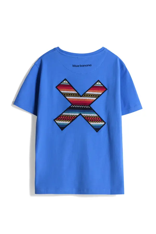 Kids Neutral Blue Classic Embroidered X Short Sleeve T-Shirt 3 Image