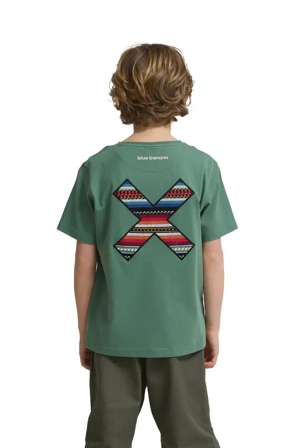 Kids Neutral Green Classic Embroidered X Short Sleeve T-Shirt 1 Image