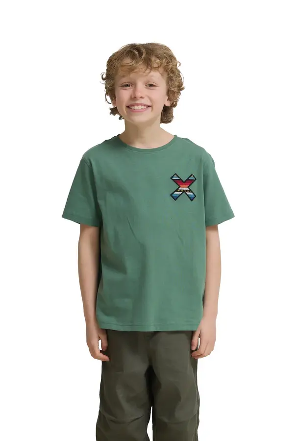 Kids Neutral Green Classic Embroidered X Short Sleeve T-Shirt 2 Image