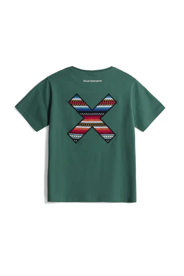 Kids Neutral Green Classic Embroidered X Short Sleeve T-Shirt 3 Image