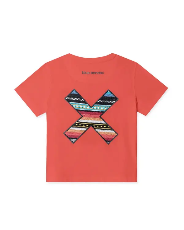 Kids Neutral Red Classic Embroidered X Short Sleeve T-Shirt 1 Image