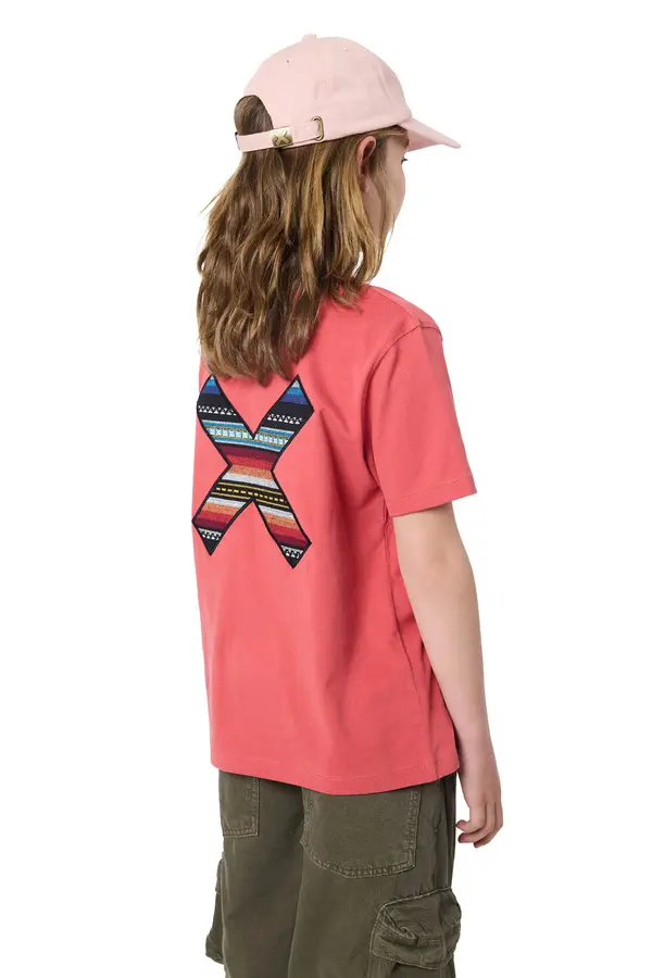 Kids Neutral Red Classic Embroidered X Short Sleeve T-Shirt 2 Image