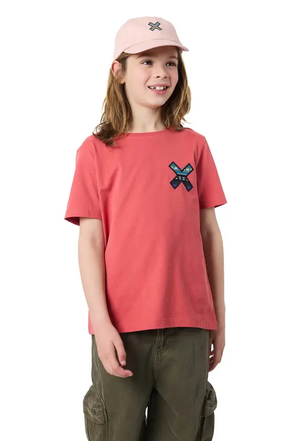 Kids Neutral Red Classic Embroidered X Short Sleeve T-Shirt 3 Image