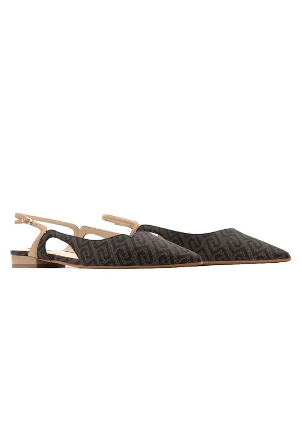 Geometric Print Slingback Ballerinas with Adjustable Ankle Strap 2 Image