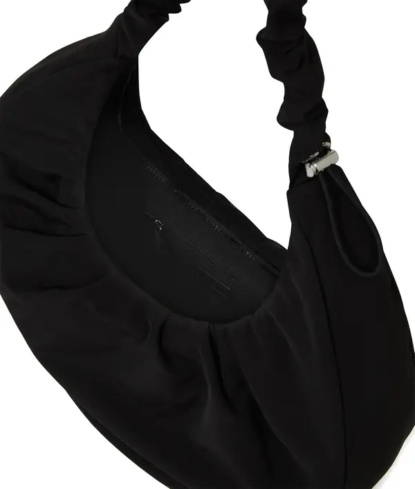 Large Gathered Nylon Hobo Shoulder Bag 4 Image