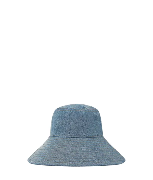 Denim Bucket Hat With A Wide Brim 3 Image